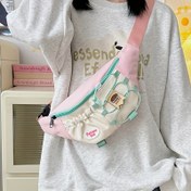 Resim Kadınlar için Japon Sevimli Stil Göğüs Çantası, Benzersiz Tasarım Kontrast Renkli Crossbody Çanta Tatlı Serin Trendy Yüksek Değere Sahip Bel Çantası 