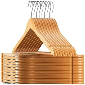 Resim 24 Adet Ahşap Askı Ahşap Elbise Askısı Ahşap Kıyafet Askısı Dolap Ahşap 