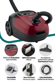 Resim GoldMaster Olimpos Hepa Filtreli Hız Ayarlı 4 Litre Geniş Yıkanabilir Toz Torbalı Elektrikli Süpürge 