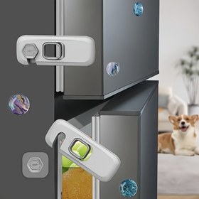 Resim 3 adet Yapışkanlı Güvenlik Kilidi - Buzdolabı, Fırın, Dolap, Çekmece için Kendinden Yapışkanlı Dolap Kapısı Kilidi - Parlatılmış Bitiş, Güvenli Kapanış, Sözlü Açılma Önlenir, Mutfak Dolabı, Buzdolabı Güvenliği, Şık Metalik Kilitleme, Dayanıklı Yapışkanlı Ped 