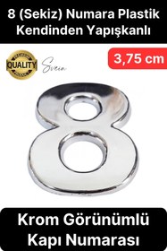 Resim Svein No 8 Kapı Numarası Kendinden Yapışkanlı Masa Dolap Plastik Ev Posta Kutusu Dış Mekan Daire 3,75 cm 