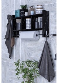 Resim Mutfak Rafı Çok Amaçlı Duvar Rafı Siyah 