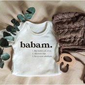 Resim Limon Unisex Bebek Beyaz Babam Yazılı Kısa Kol Organik Body Zıbın 