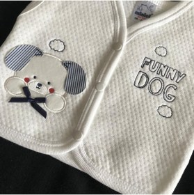 Resim Mettduk Unisex Bebek Askılı Kapitone Köpek Nakışlı Organik Pamuklu Yelek 357122 
