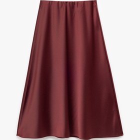 Resim Koton Standart Bel Kloş Midi Boy Saten Etek Bordo 6wak70043uw Bordo 
