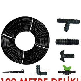 Resim 100 Metre Kendinden Delikli Damla Sulama Sistemi Ek Parçaları Damlama Borusu 