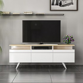 Resim Berlin 150cm 3 Kapaklı Tv Ünitesi Beyaz - Safir Meşe 