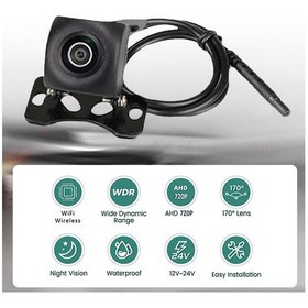 Resim Yifomall Kablosuz Wifi Geri Görüş Kamerası - Gece Görüşü, 170 Açı, Ip68 Su Geçirmez, 6m Usb Kablolu, Siyah, Tüm Araçlar İçin 