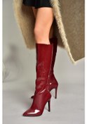Resim Fox Shoes N372530108 Bordo Rugan İnce Topuklu Sivri Burun Kadın Çizme Bordo-rugan Bordo 