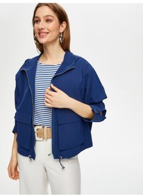 Resim Faik Sönmez Astarsız Kapişonlu Comfort Fit Trençkot S25tnc012 Us25tnc01220 Lacivert 