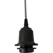 Resim Conana Sarkıt Lale Duy - Zigzag Kumaş Kablo - E27 Avize Abajur Başlık Duyu - 70CM Plastik Siyah 