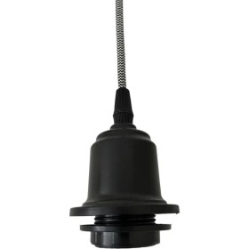 Resim Conana Sarkıt Lale Duy - Zigzag Kumaş Kablo - E27 Avize Abajur Başlık Duyu - 70CM Plastik Siyah 