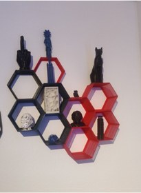 Resim TuransoyCraft Hexagen Altıgen Dekoratif Duvar Rafı 1 Adet 