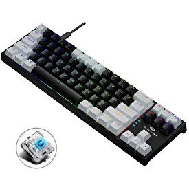 Resim Valkyrie Dark Alien K710 71 Tuş Mavi Tuş Type-C 2 Kademe Yükseklik Blue Switch RGB Mekanik Gaming Klavye Beyaz Siyah 