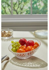 Resim Selen Concept Yatık Kafes Model El Yapımı Cam Meyve Sunum Ve Salata Kasesi Şeffaf 