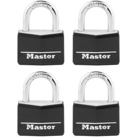 Resim Master Lock 141q Kapaklı Alüminyum Anahtarlı Asma Kilit, 4'lü Pak 