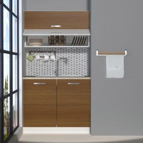 Resim Decoraktiv Mini 100YT MDF Hazır Mutfak Dolabı - Tezgah Dahil - Naturel Ceviz 