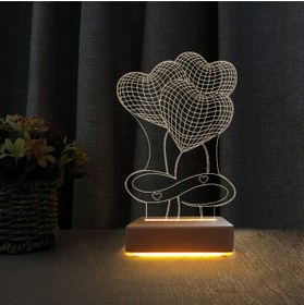 Resim Vipyol 3 Kalpli Led Gece Lambası Sevgiliye Hediye Masa Lambası 