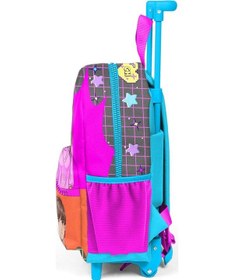 Resim Minik Yuva Çekçekli Sırt Çantası Gri Mavi Pembe Anime Desenli İki Bölmeli 24037 