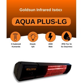 Resim Aqua Plus 2000 Watt GSA20PLG Düşük Işıklı Kumandalı Suya Dayanıklı Elektrikli Infrared Isıtıcı-Siyah 