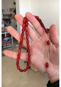Resim Kapsül Tane Bordo Renk Erkek İçin Tesbih 