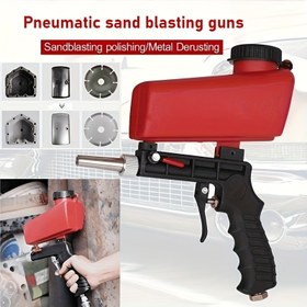 Resim 90PSI Ayarlanabilir Hava Gücüyle Çalışan Kum Püskürtme Tabancası - Metal Pas Giderme, Yüzey Hazırlama ve Parlatma için Çoklu Nozullu El Tipi Pnömatik Kum Püskürtücü - Kap ve Ergonomik Tutuş İçerir (Elektrik/Pil Gerekmez), Pas Çözme Aracı, Kompakt Tasarım, Dayanıklı Yapı, Hafif Alet, Sağlam Yapım, Ev İyileştirme 