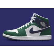 Resim Nike Air Jordan 1 Mid "Seahawks" Kadın Sneaker Ayakkabı 