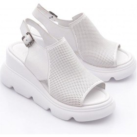 Resim Dgn 201-10765 Kadin Kalin Taban Sandalet Beyaz 