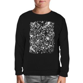 Resim Clown Siyah Çocuk Sweatshirt 