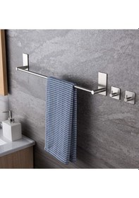 Resim Zift Unique Paslanmaz Çelik Havluluk & 2 Adet Bornoz Askısı - 45cm Havluluk,havlu Askısı Takım,düzenleyici Askı Diğer 