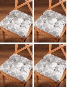 Resim Altınpamuk Altınpamuk 4'Lü Lüx Pofidik Mozaik Gri Sandalye Minderi Özel Diki 