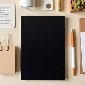 Resim Fark Tanıtım Özel Tasarım Siyah Kraft Kapaklı A5 Kareli Defter - 180 Derece Açılabilir, Sırtı Dikişli,%100 El İşçiliği, Ofis İçin İdeal, Planlayıcı (Kareli) 