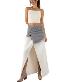 Resim Yırtmaçlı Renkli Uzun Etek Çok Renkli 