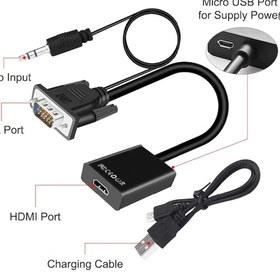 Resim Vga To Hdmi Çevirici Vga + Audio To Hdmi Converter + Usb Vga Hdmi 