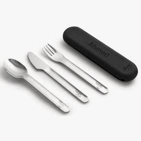 Resim Citron Silikon Kılıflı Paslanmaz Çelik 3'lü Çatal Bıçak Kaşık Takımı - Black 1073810 