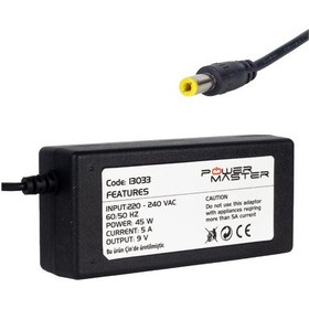 Resim Powermaster Pm-13033 9 Volt - 5 Amper 5.5 2.5 Mm Uçlu Yazar Kasa / Pos Makinesi Masaüstü Adaptör 