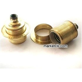 Resim Marketcik Sarı Halkalı Metal Porselen E27 Duy 