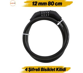 Resim Badem10 Şifreli Bisiklet Halat Zincir Kilidi 80 cm Çelik Kilit Çap 12 mm Ø Hırsız Önleme Güvenlik 1 Adet 