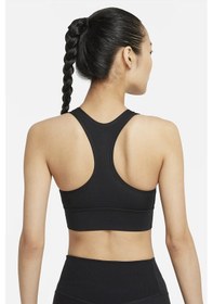 Resim Nike Dri Fit Swoosh Bra Orta Destekli Tek Parça Dolgulu Kadın Spor Sütyeni Siyah Siyah 