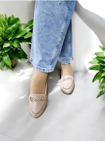 Resim Kadın Pırıltılı Zigzag Zincirli Kaymaz Taban Ev Ve Dışarı Babeti Bej 