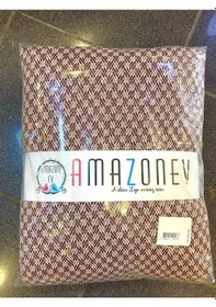 Resim Amazon Ev Naturel Çift Kişilik Pike Takımı-Bordo Krem Bordo 