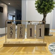 Resim Ahşap Tabanlı Metal Stand Masa Takvimi – Günlük, Haftalık ve Aylık Görüntülü Manuel Geri Sayım Takvimi – Yaratıcı DIY Ev ve Ofis Dekoru, Oturma Odası veya Yatak Odası İçin İdeal Tatil Hediyesi, Şık Tasarım, Doğal Ahşap Bitişli, Noel için En İyi 