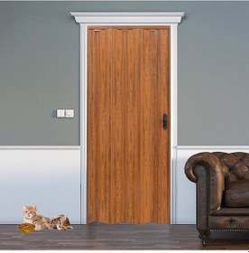Resim Faran Dekorasyon 72 x 230 Ceviz Renk Camsız Pvc Akordiyon Katlanır Kapı - FRNAKMODEL-110 