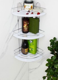 Resim HIMYHOME Kristal Raflı Ekonomik Üçlü Krom Şampuanlık Yapışkanlı Banyo Köşeliği Rafı 