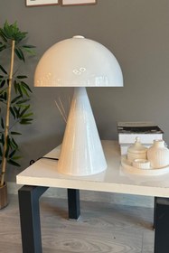 Resim Bamyum Beyaz Mantar Masa Lambası Dekoratif Abajur Çocuk Odası Başucu Lambası Okuma Lambası 