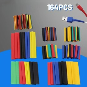 Resim Gateesat Renkli Pp Isı Büzüşen Tüp Seti 164 Parça Kablo Yalıtım Tamir Seti 