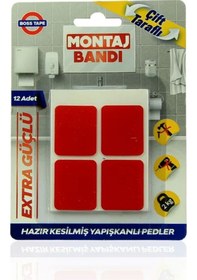 Resim Boss Tape 3876 Çift Taraflı Ekstra Güçlü Montaj Bandı Ped 25mmx30mm 12li Blister 