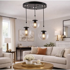 Resim Tt604-3y-sy-kr Tt Ayd. Mat Siyah - Krom 3 Lü Tijli Glop Cam Avize Siyah - Krom - Füme 