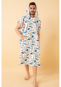 Resim Shark Yetişkin Sörf Panço Kapüşonlu Plaj Havlusu Sm Beden 