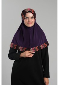 Resim Hürrem Bone Mürdüm Pratik Hazır Geçmeli Tesettür Eşarp Sandy Renkli Desenli Fileli 2401 07 MÜRDÜM 